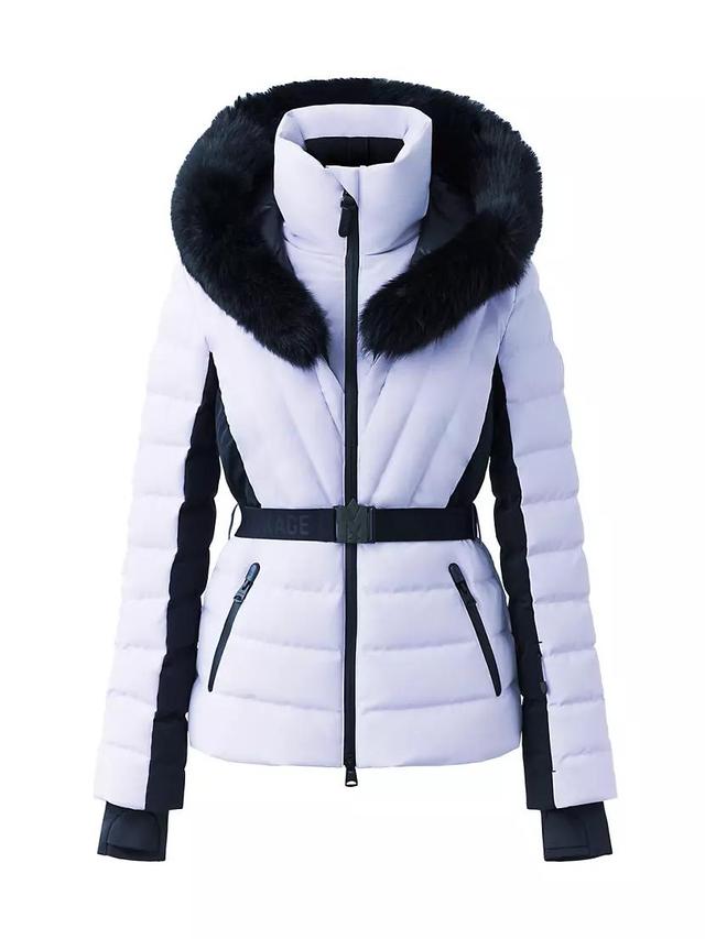 Elita Belted Down Ski Jacket With Shearling Hood Product Image