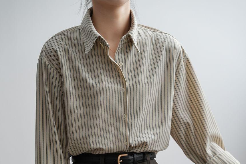 Long-Sleeve Striped Shirt Product Image