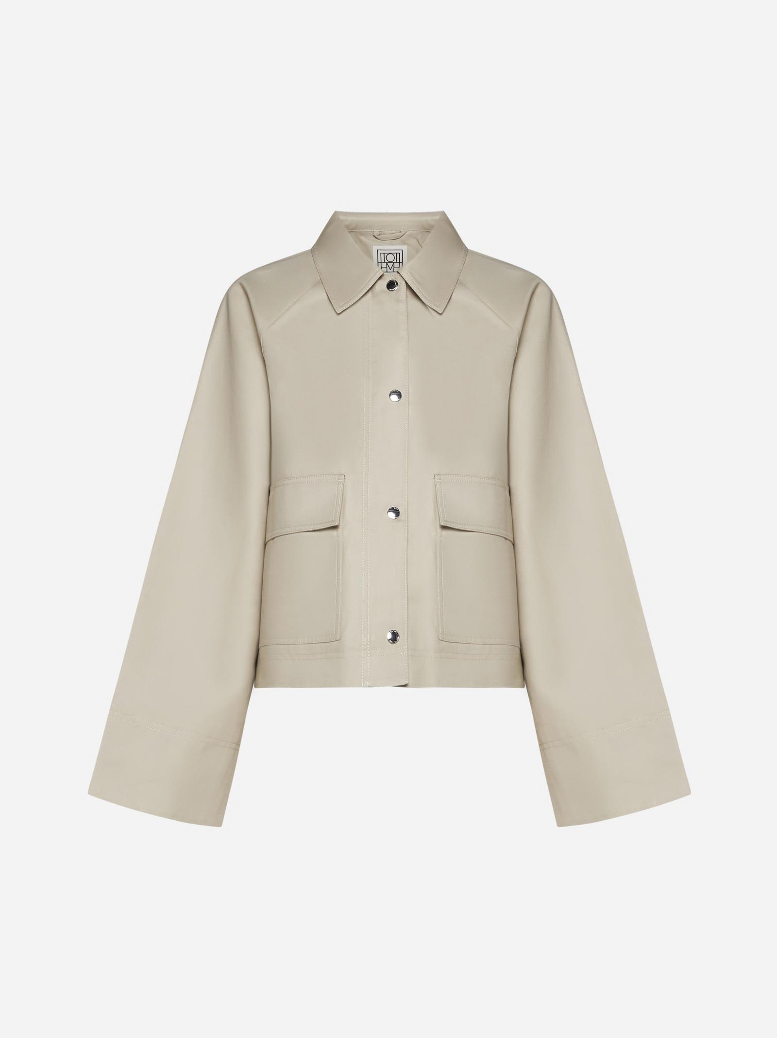 TOTÊME Cropped Organic Cotton Jacket In Sand Product Image