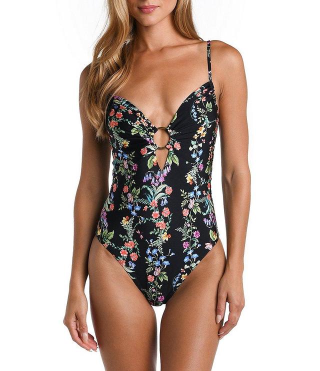 Sunshine '79 Wildflower Vines Sweetheart Neck Tummy Control One Piece Swimsuit Product Image