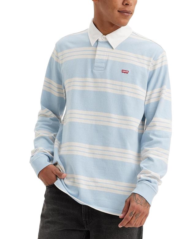 Levis Mens Classic-Fit Striped Long Sleeve Rugby Shirt Product Image