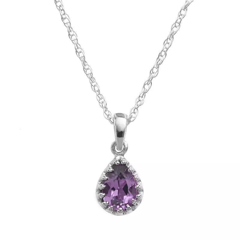 Designs by Gioelli Sterling Silver Amethyst Teardrop Pendant, Womens Purple Product Image