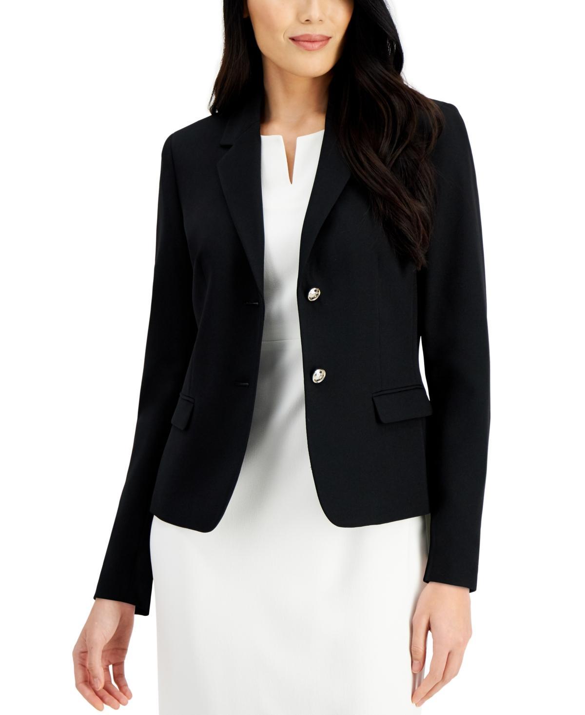 Kasper Sophie Two Button Notch Lapel Long Sleeve Crepe Blazer Product Image