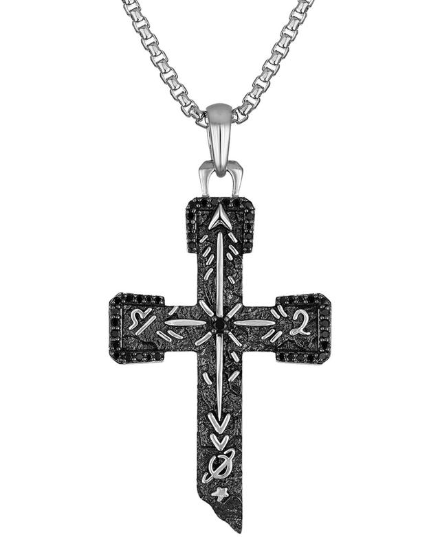 Bulova Marc Anthony Mens Black Diamond Cross Pendant Necklace (3/8 ct. t.w.) in Sterling Silver-Plate, 24 + 2 extender, BVP1070-wsaa Product Image