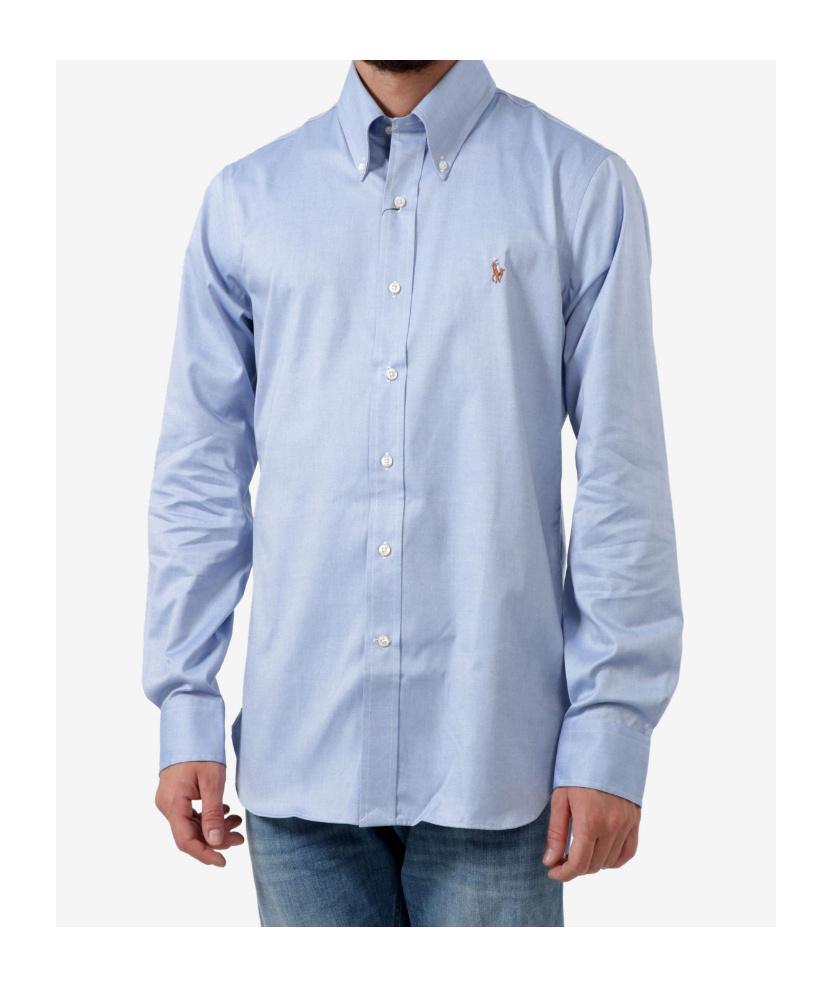 POLO RALPH LAUREN Logo Embroidered Long-sleeved Shirt In Blue Product Image