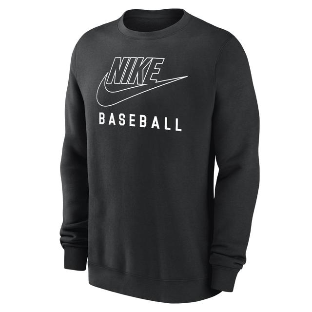 Nike Men's Swoosh Club Fleece Baseball Pullover Crew-Neck Sweatshirt Product Image