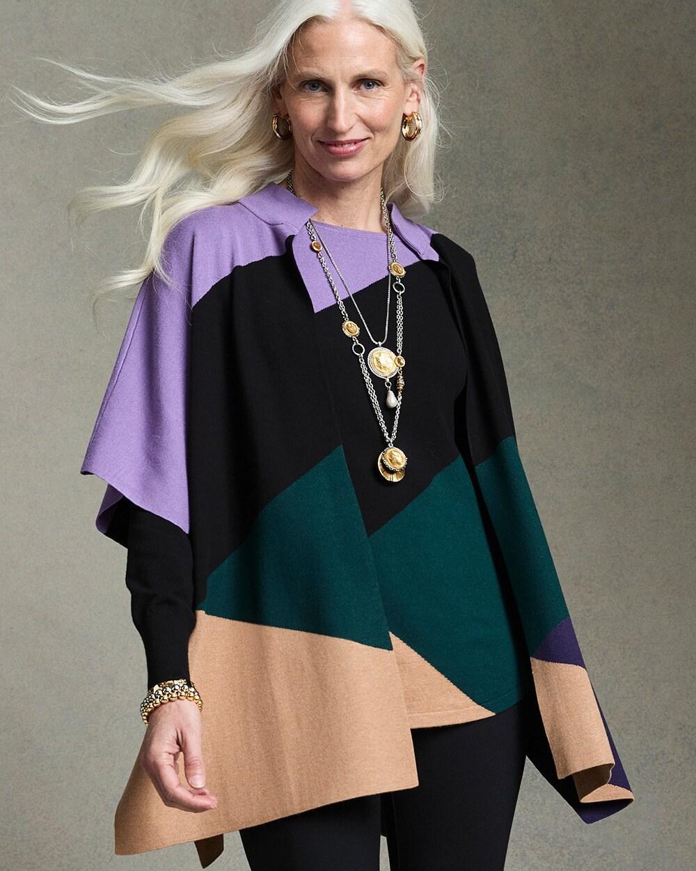 Colorblock Sweater Ruana Product Image