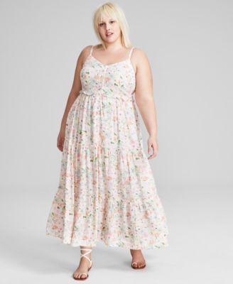 Trendy Plus Size Tiered Floral Maxi Dress, Created for Macy's Product Image