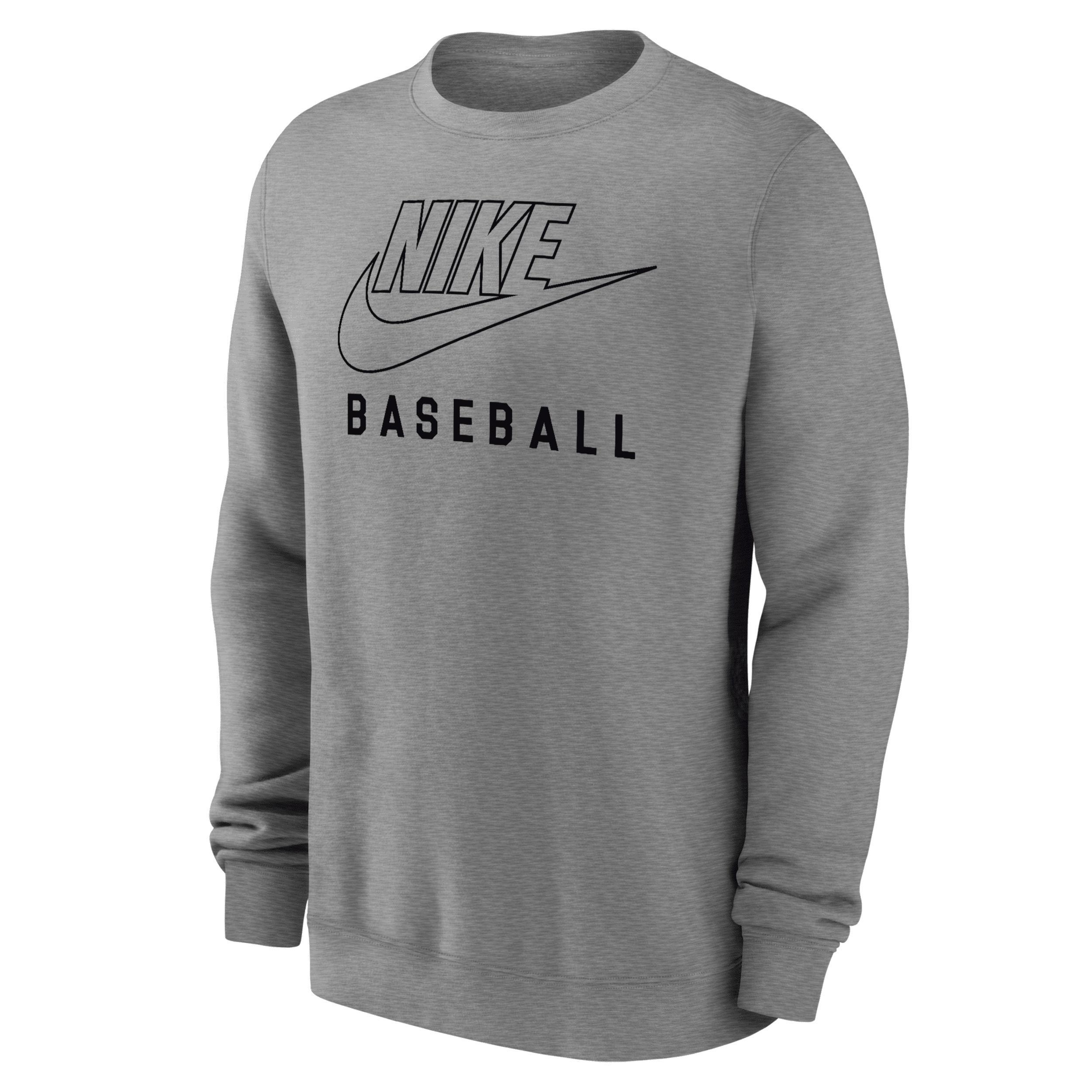 Nike Men's Swoosh Club Fleece Baseball Pullover Crew-Neck Sweatshirt Product Image