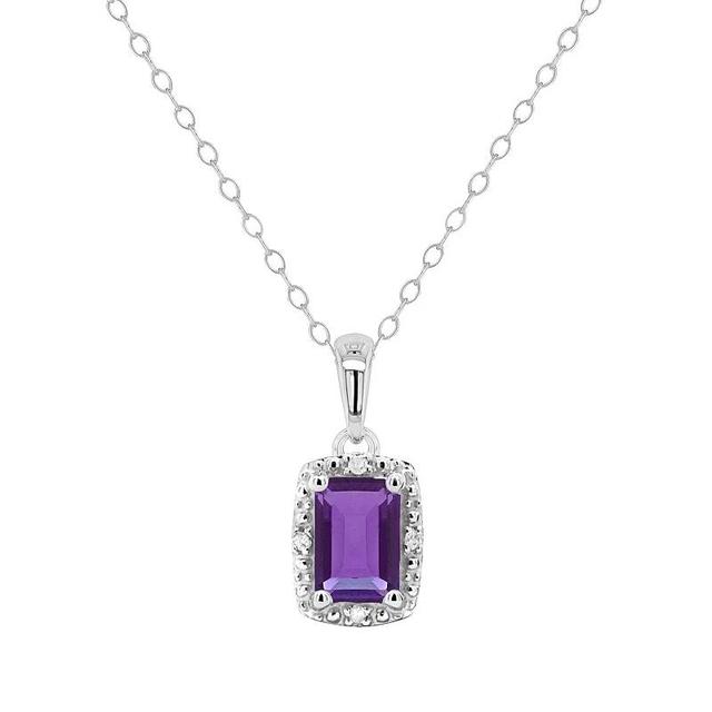 Gemstone and Diamond Accent Pendant Necklace in Sterling Silver Product Image