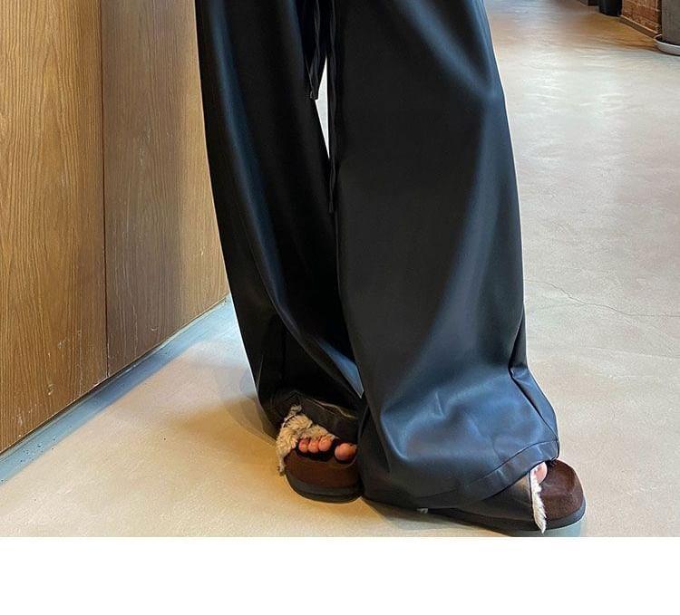 High Rise Faux Leather Wide Leg Pants Product Image