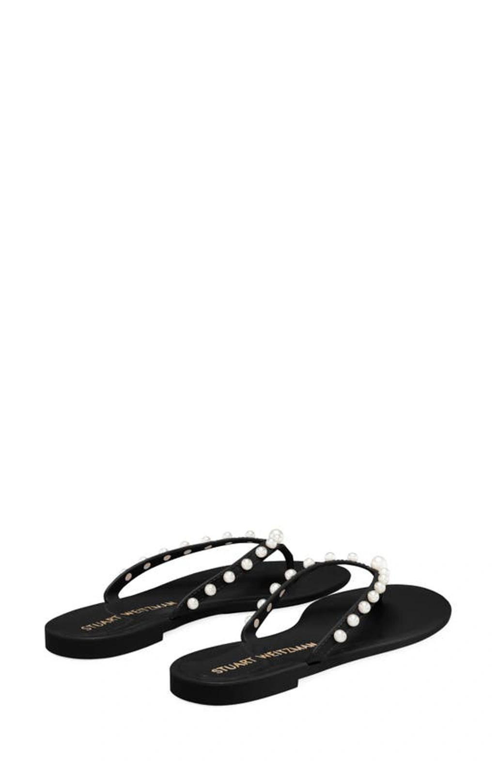 STUART WEITZMAN Goldie Pearly Stud Jelly Thong Sandals In Black Product Image