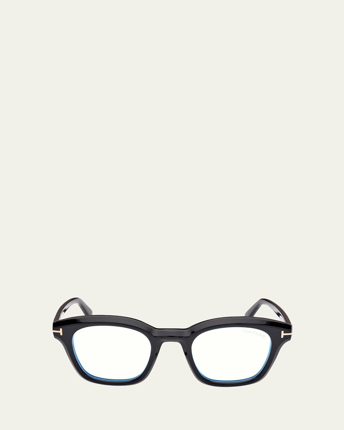 Mens Acetate Blue Blocking Square Glasses Product Image