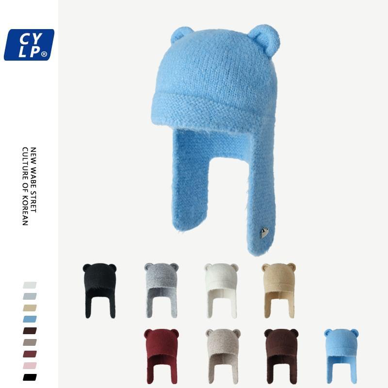 Plain Bear Ear Earflap Beanie product image