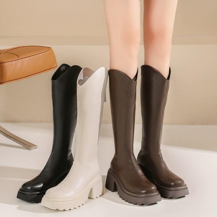 Platform Zip Knee High Boots Product Image