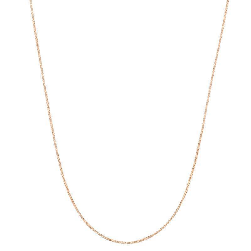 14k Rose Gold-Plated Silver Adjustable Box Chain Necklace - 22 in., Womens, Size: 22, Pink Product Image