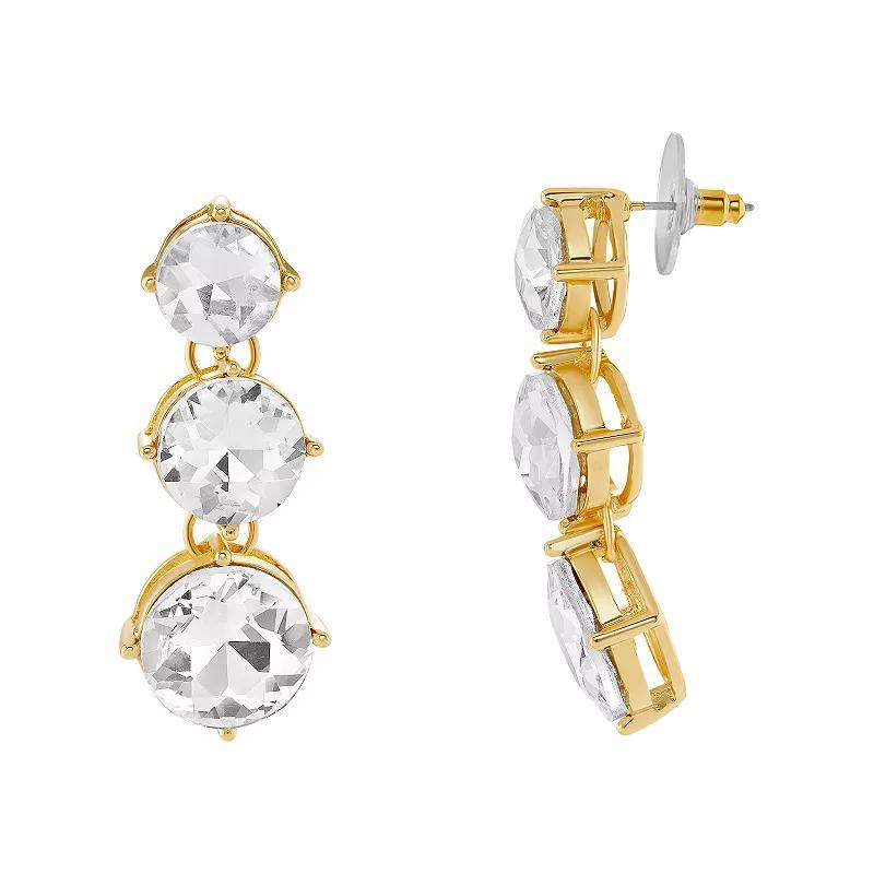 Emberly Gold Tone Crystal Trio Drop Earrings, Womens, Yellow Gold Tone Product Image