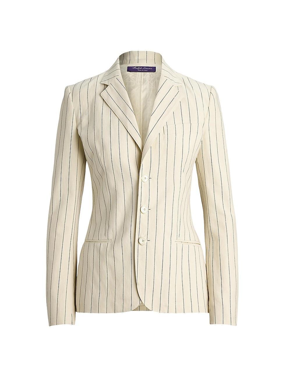 Womens Skye Pinstriped Cotton & Linen Blazer Product Image