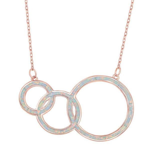 14k Rose Gold Over Silver Lab-Created White Opal Generation Necklace, Womens Rose Gold Tone Product Image