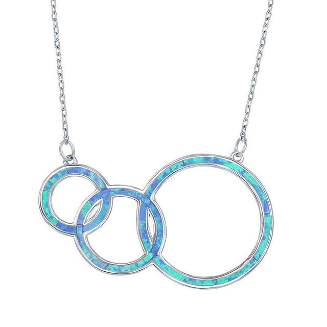 Sterling Silver Lab-Created Blue Opal Generations Necklace, Womens Product Image