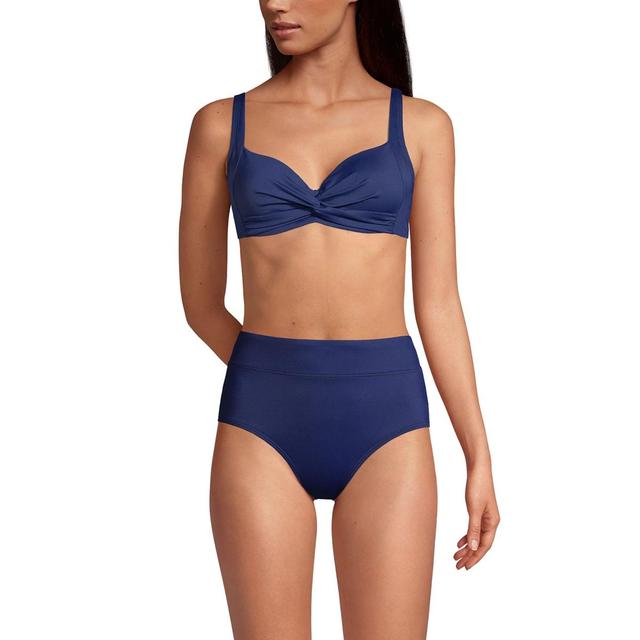 Womens Lands End DDD-Cup Twist-Front Underwire Bikini Top Deep Blue Product Image