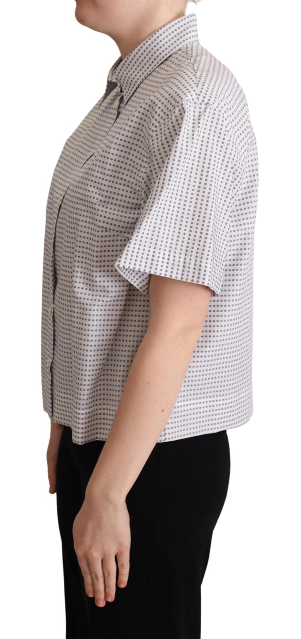 DOLCE & GABBANA White Polka Dots Collared Blouse Shirt Product Image