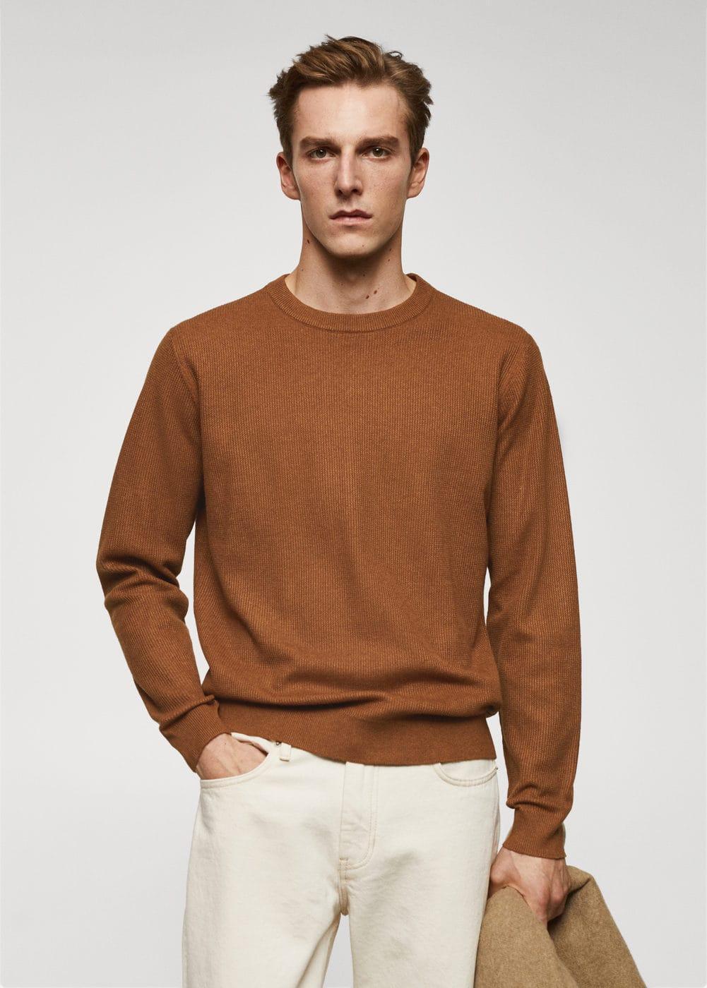 MANGO MAN - Structured cotton sweater copperMen Product Image