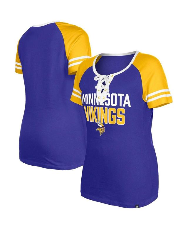 Womens New Era Minnesota Vikings Raglan Lace-Up T-Shirt Product Image