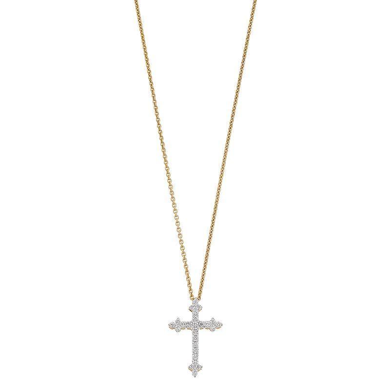 10k Gold 1/4 ct. T.W. Diamond Cross Pendant Necklace, Womens Product Image