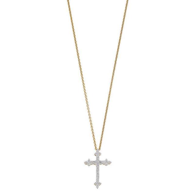 10k Gold 1/4 ct. T.W. Diamond Cross Pendant Necklace, Womens Product Image