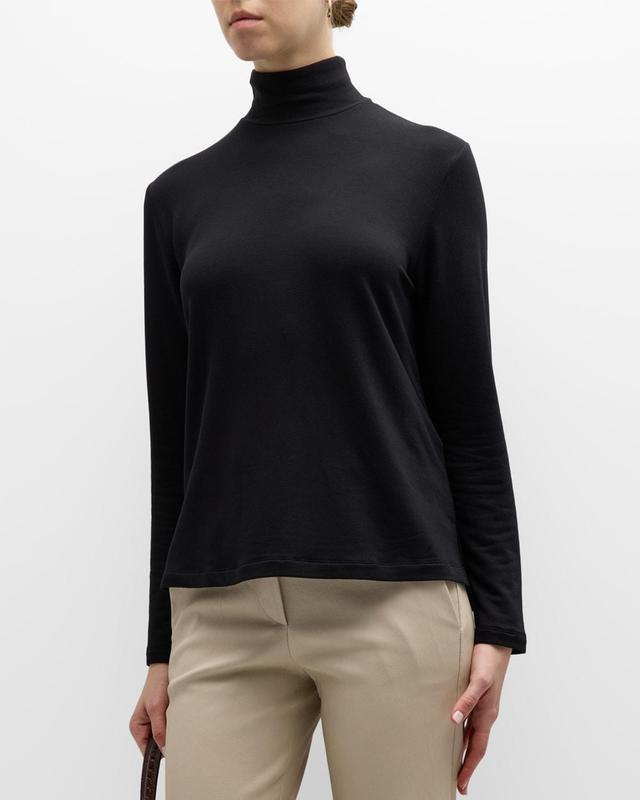 Womens French Terry Mock Turtleneck Blouse Product Image