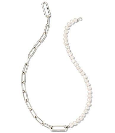 Kendra Scott Ashton Half Paper Clip Chain & Pearl Necklace Product Image