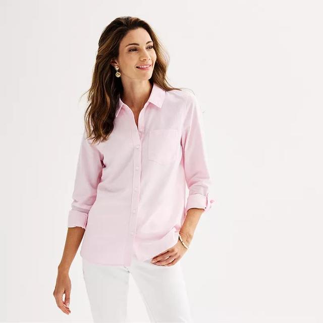 Womens Croft & Barrow Essential One Pocket Button Down Shirt Product Image