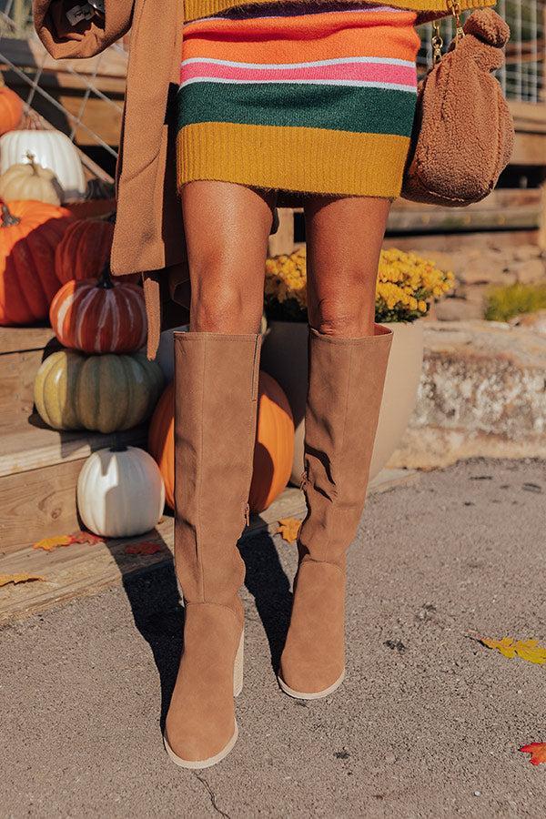 The Hudson Faux Nubuck Knee High Boot In Brown Product Image