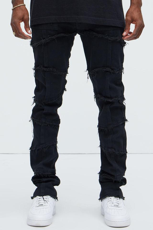 Get Me More Fray Panel Straight Jeans - Black Product Image