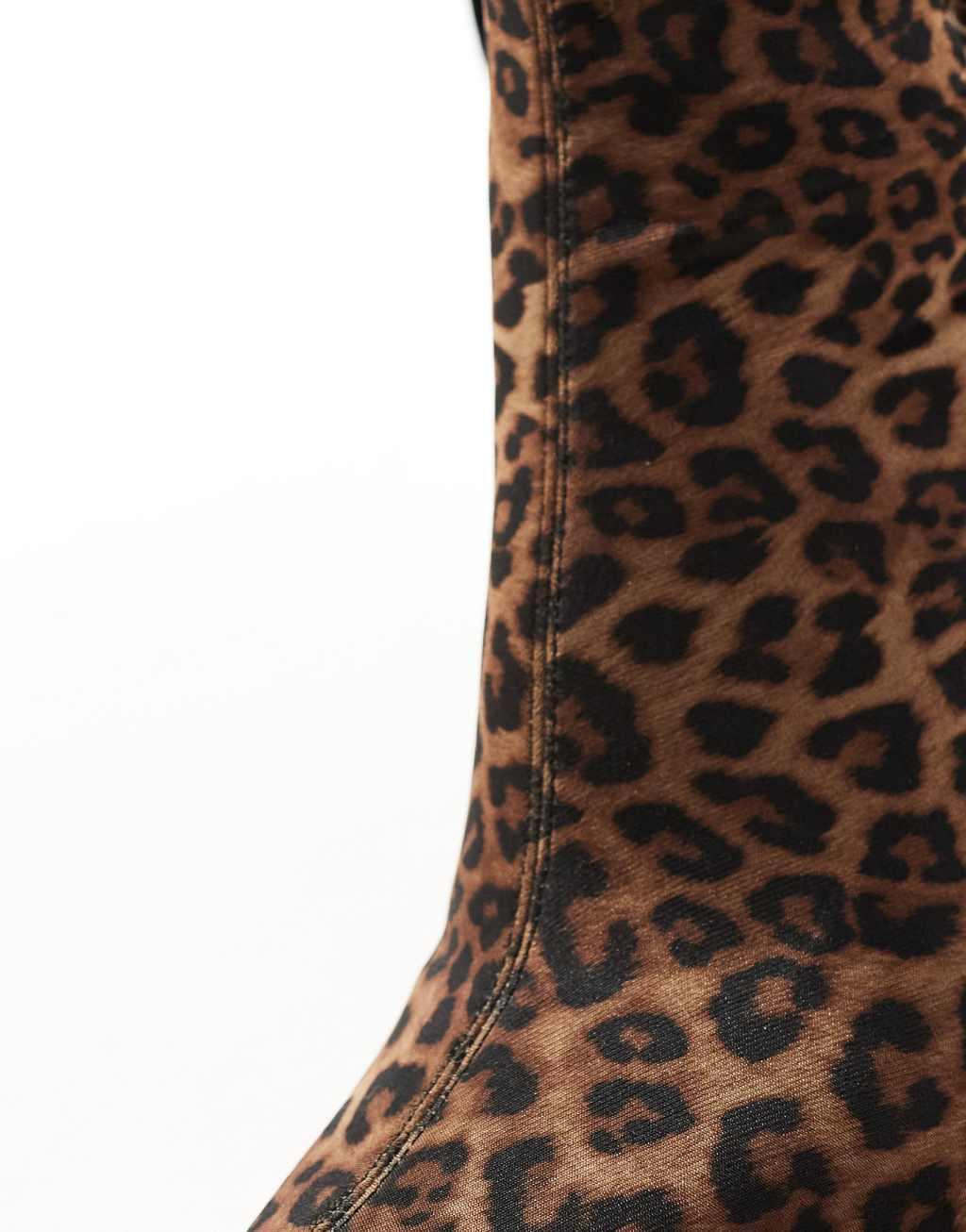 Stradivarius heeled ankle boots in leopard Product Image