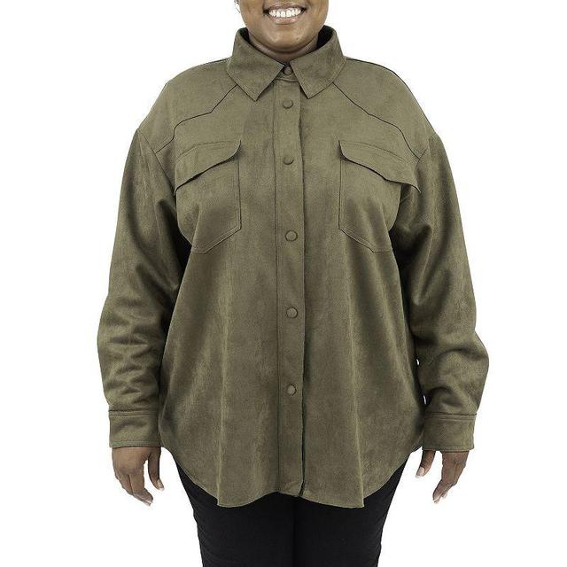 Plus Size Fleet Street Faux-Suede Shacket, Womens Product Image