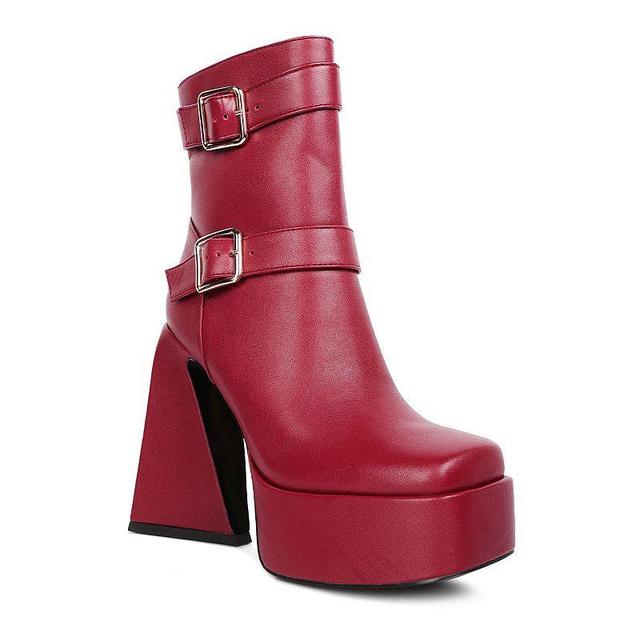 London Rag Hot Cocoa Womens High Heel Ankle Boots Red Product Image