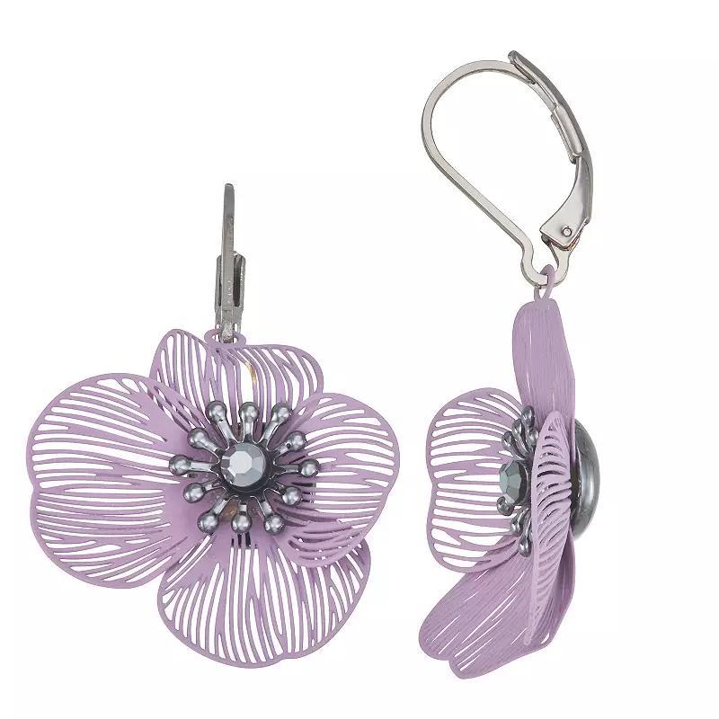 Simply Vera Vera Wang Flower Drop Earrings, Womens, Pink Product Image