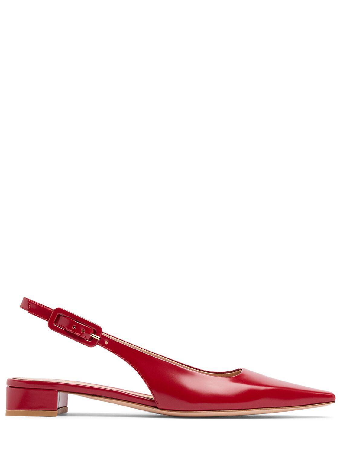 GIANVITO ROSSI Tokio Calfskin Slingback Ballerina Flats In Red Product Image