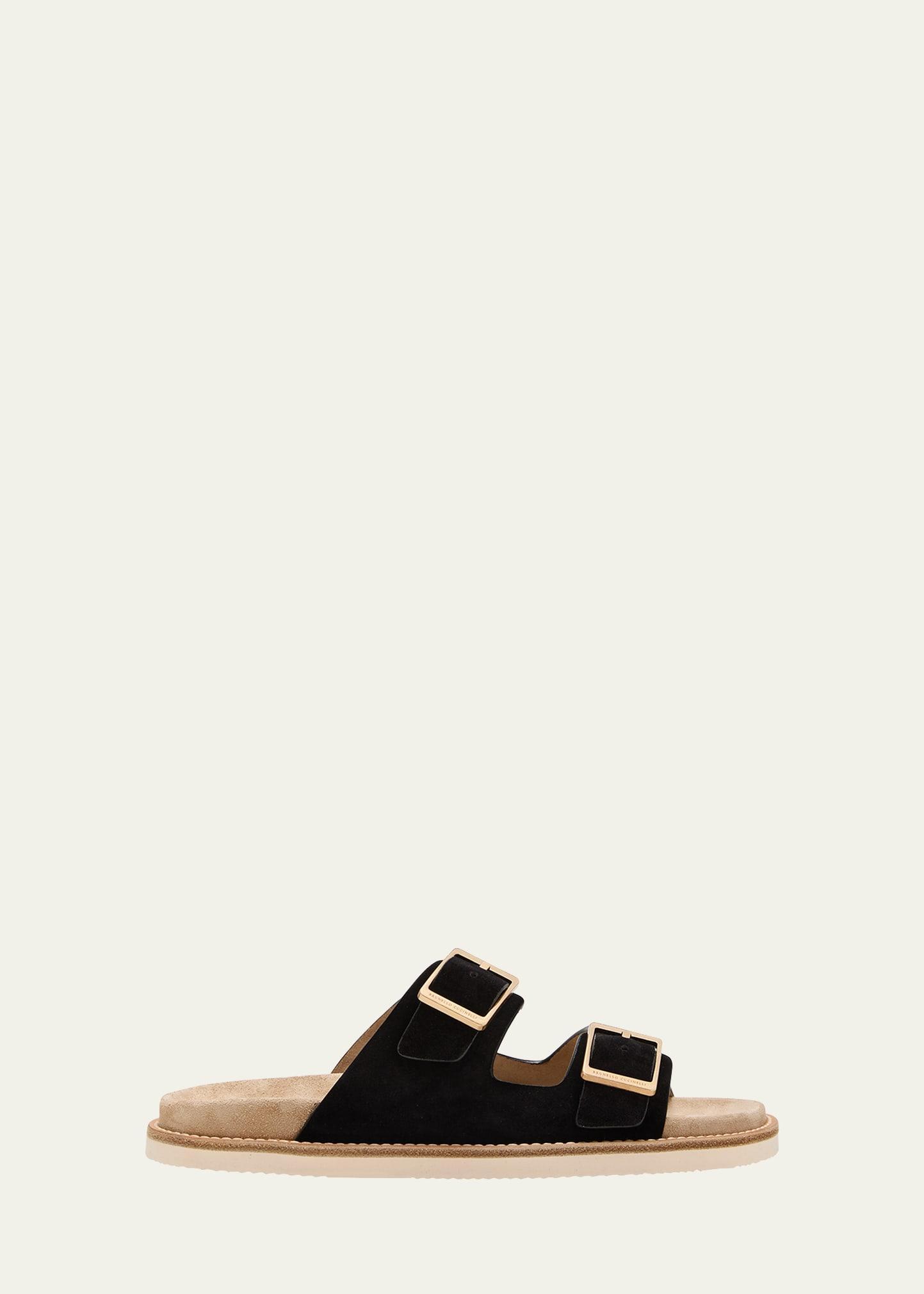 Mens Suede Buckle Slide Sandals Product Image