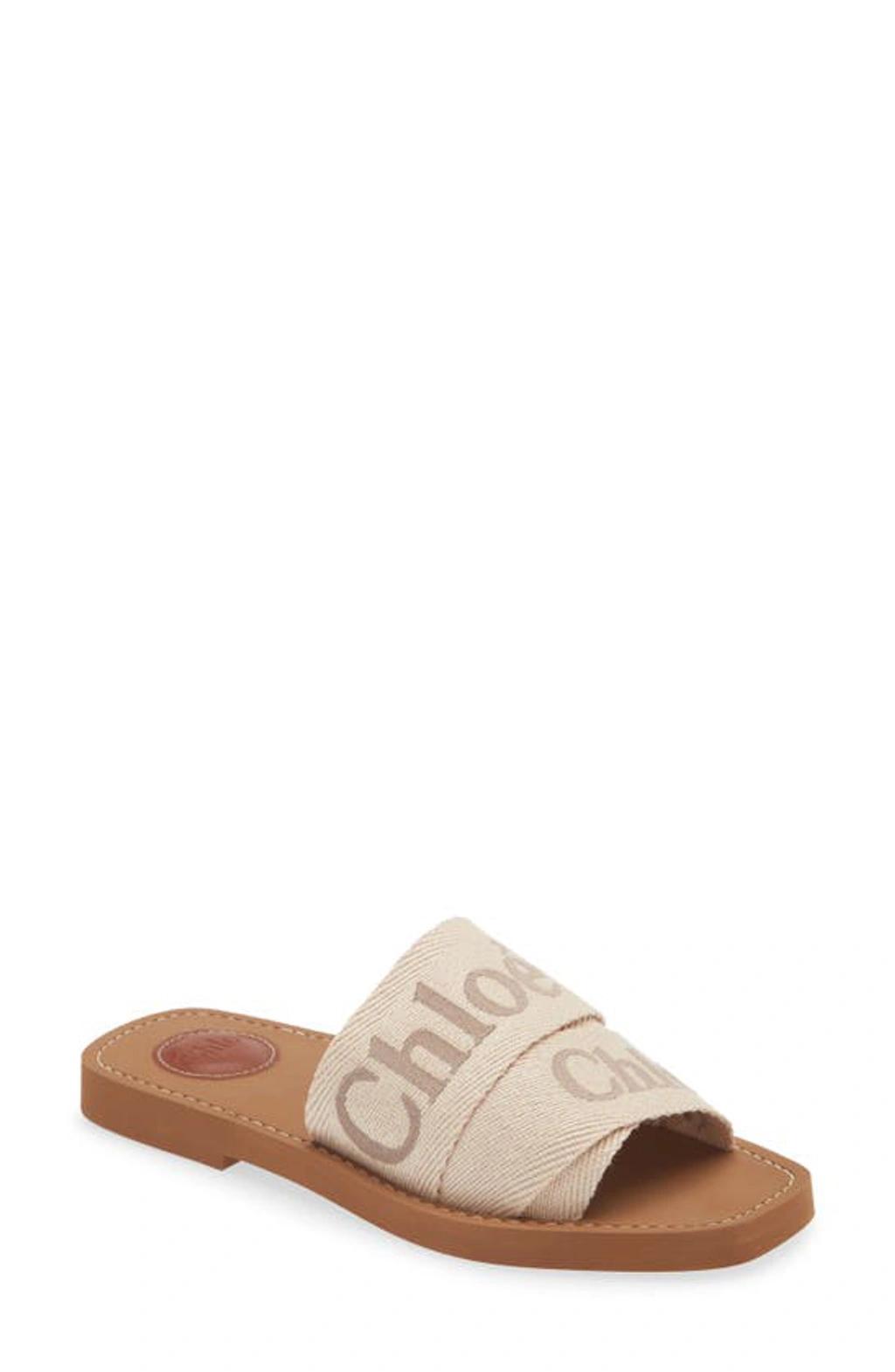 CHLOÉ Woody Slide Sandal In Beige Product Image