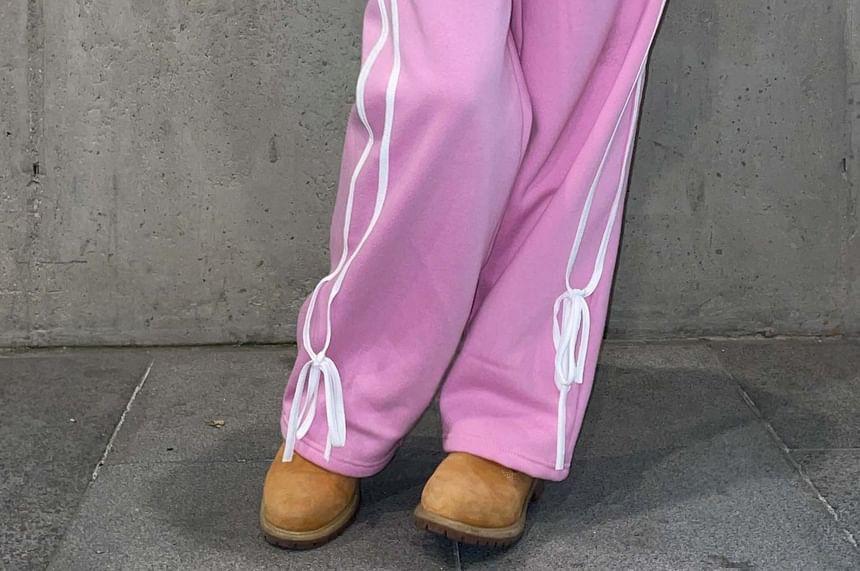 Drawstring Waist Bow Sweatpants Product Image