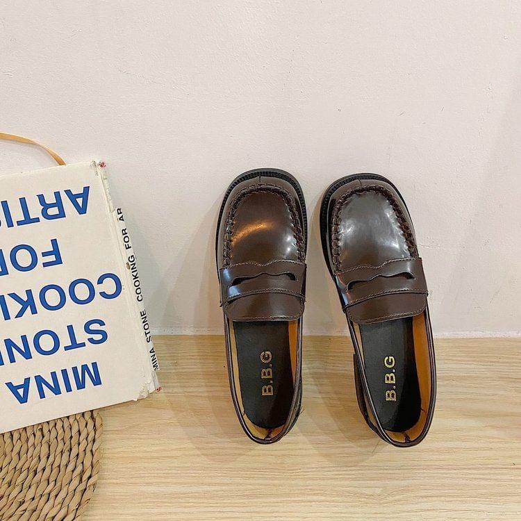 Faux Leather Penny Loafers Product Image