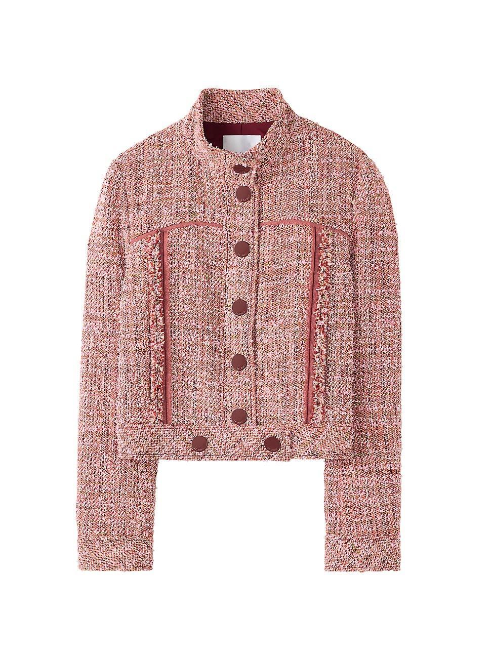 Womens Eyelash Tweed Snap-Front Jacket Product Image