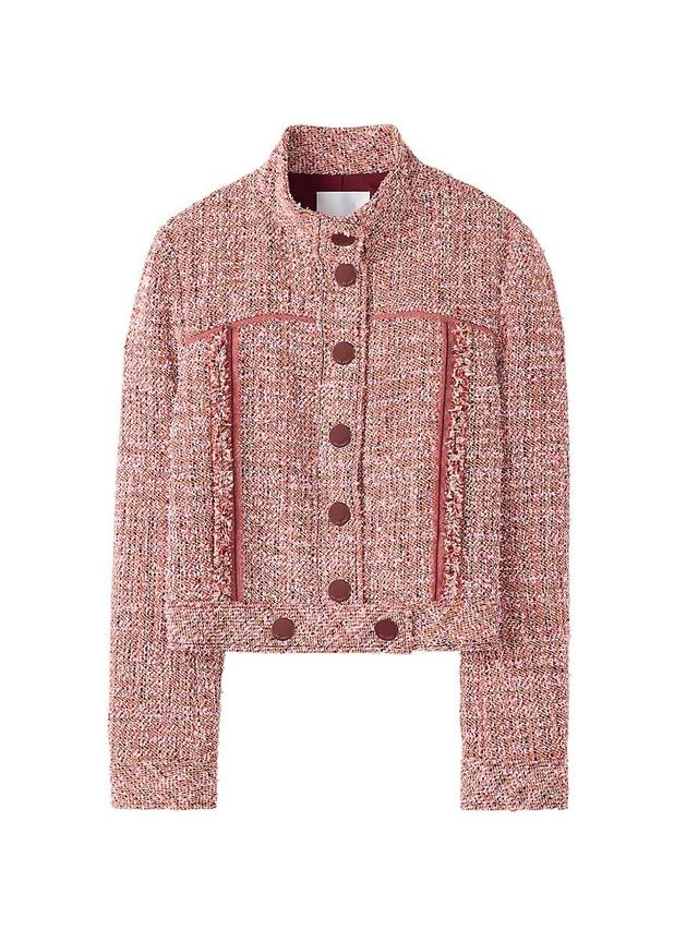 Womens Eyelash Tweed Snap-Front Jacket Product Image