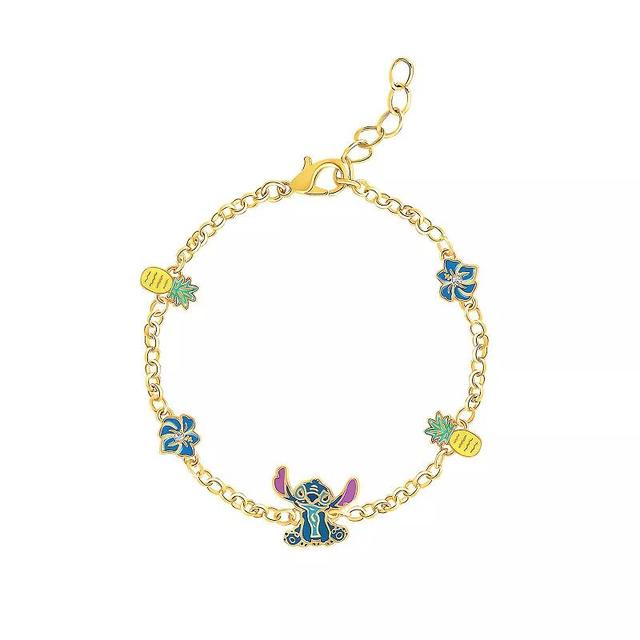 Disneys Lilo & Stitch 18k Gold Flash-Plated Station Bracelet, Womens Gold Tone Product Image