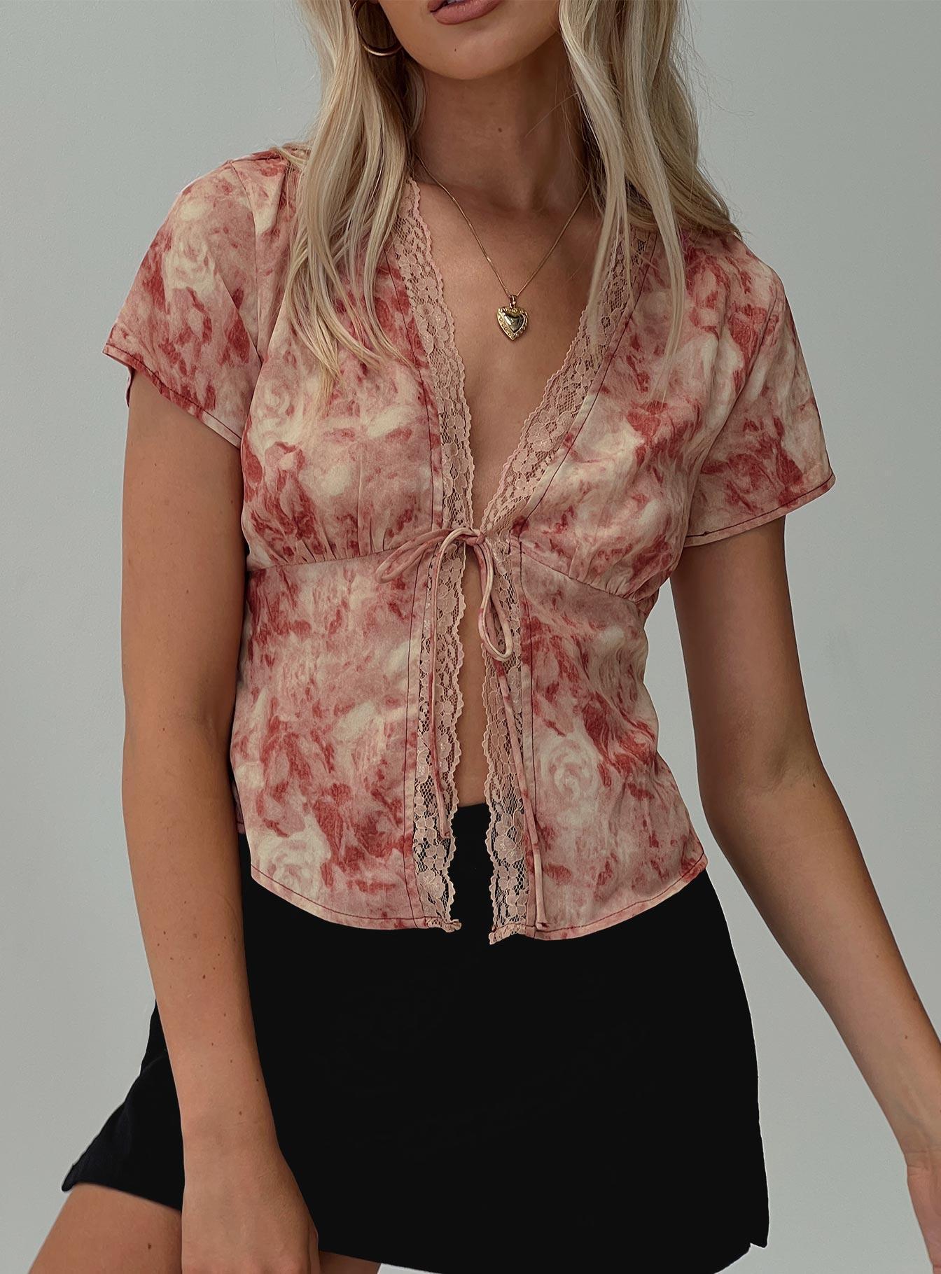 Hunton Short Sleeve Top Pink Floral Product Image