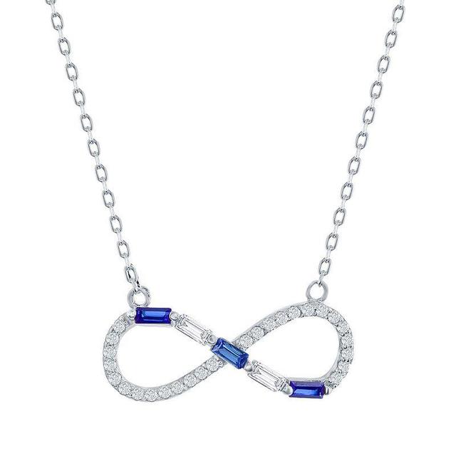 Sterling Silver Gemstone & Cubic Zirconia Infinity Pendant Necklace, Womens Simulated Blue Product Image