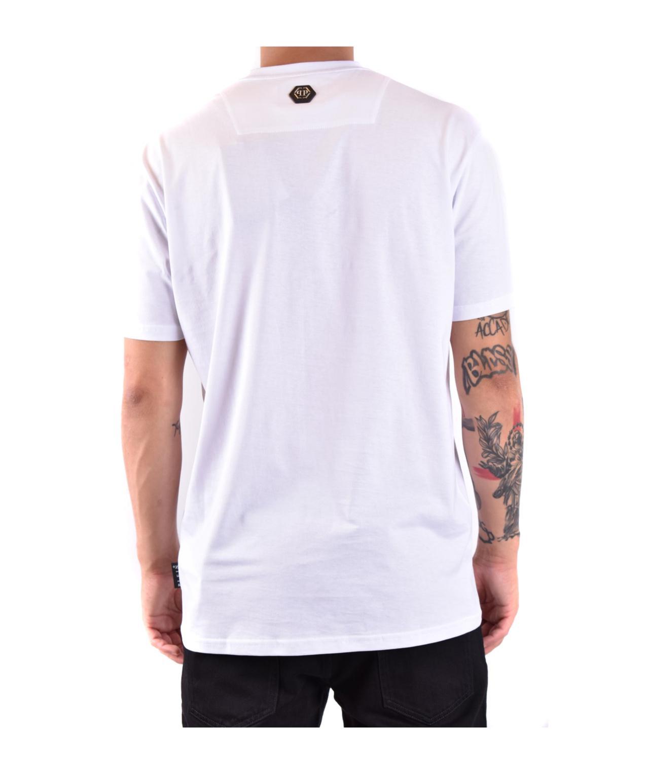 PHILIPP PLEIN Logo-embellished Cotton T-shirt In White Product Image